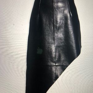 Brand New Black Asymmetrical Leather Skirt (Large)